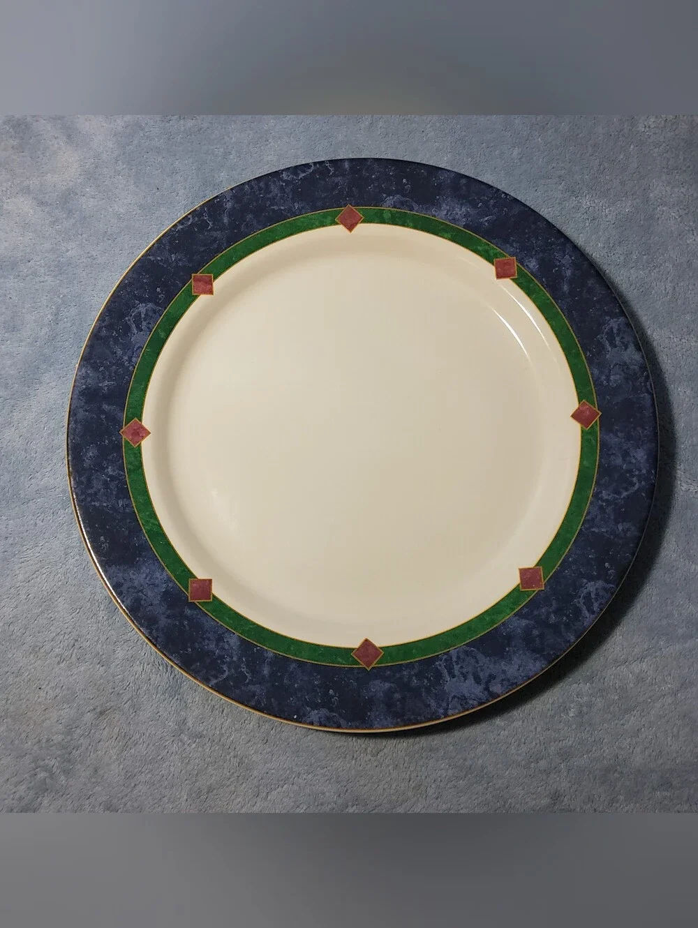 Pfaltzgraff Amalfi Classic Dinner Plate Navy Green Burgundy 90s Country Decor